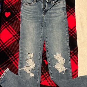 American Eagle Outfitters Light Blue Distressed Skinny Jeans
